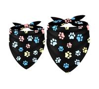 2 Pack Dog Bandana Colored Paw Footprints Girl Boy Bibs Dog Scarf Kerchief Accessories for Small Medium Large Dogs Puppy Cat Pet