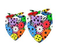 2 Pack Dog Bandana Colored Toothed Wheels Girl Boy Bibs Dog Scarf Kerchief Accessories for Small Medium Large Dogs Puppy Cat Pet