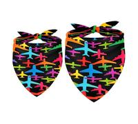 2 Pack Dog Bandana Colorful Airplanes Pattern Girl Boy Bibs Dog Scarf Kerchief Accessories for Small Medium Large Dogs Puppy Cat Pet