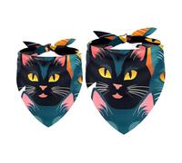 2 Pack Dog Bandana Colorful Cat Faces Girl Boy Bibs Dog Scarf Kerchief Accessories for Small Medium Large Dogs Puppy Cat Pet