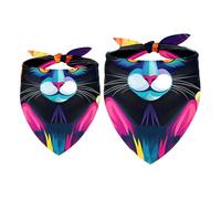 2 Pack Dog Bandana Colorful Cat Faces Girl Boy Bibs Dog Scarf Kerchief Accessories for Small Medium Large Dogs Puppy Cat Pet