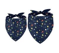 2 Pack Dog Bandana Colorful Little Starry Pattern Dark Blue Girl Boy Bibs Dog Scarf Kerchief Accessories for Small Medium Large Dogs Puppy Cat Pet