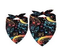 2 Pack Dog Bandana Colorful Music Notes Girl Boy Pet Bibs Dog Scarf Kerchief Washable Bandanas Accessories for Small Medium Large Dogs Puppy Cat Pet