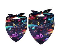 2 Pack Dog Bandana Colorful Music Notes Girl Boy Pet Bibs Dog Scarf Kerchief Washable Bandanas Accessories for Small Medium Large Dogs Puppy Cat Pet