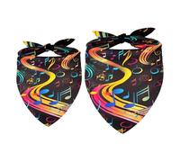 2 Pack Dog Bandana Colorful Music Notes Girl Boy Pet Bibs Dog Scarf Kerchief Washable Bandanas Accessories for Small Medium Large Dogs Puppy Cat Pet