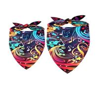 2 Pack Dog Bandana Colorful Music Notes Girl Boy Pet Bibs Dog Scarf Kerchief Washable Bandanas Accessories for Small Medium Large Dogs Puppy Cat Pet