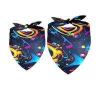 2 Pack Dog Bandana Colorful Music Notes Girl Boy Pet Bibs Dog Scarf Kerchief Washable Bandanas Accessories for Small Medium Large Dogs Puppy Cat Pet