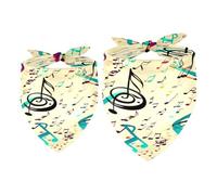 2 Pack Dog Bandana Colorful Music Notes Girl Boy Pet Bibs Dog Scarf Kerchief Washable Bandanas Accessories for Small Medium Large Dogs Puppy Cat Pet