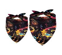 2 Pack Dog Bandana Colorful Music Notes Girl Boy Pet Bibs Dog Scarf Kerchief Washable Bandanas Accessories for Small Medium Large Dogs Puppy Cat Pet