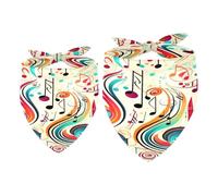 2 Pack Dog Bandana Colorful Music Notes Girl Boy Pet Bibs Dog Scarf Kerchief Washable Bandanas Accessories for Small Medium Large Dogs Puppy Cat Pet