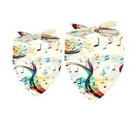 2 Pack Dog Bandana Colorful Music Notes Girl Boy Pet Bibs Dog Scarf Kerchief Washable Bandanas Accessories for Small Medium Large Dogs Puppy Cat Pet
