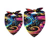2 Pack Dog Bandana Colorful Music Notes Girl Boy Pet Bibs Dog Scarf Kerchief Washable Bandanas Accessories for Small Medium Large Dogs Puppy Cat Pet