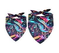 2 Pack Dog Bandana Colorful Music Notes Girl Boy Pet Bibs Dog Scarf Kerchief Washable Bandanas Accessories for Small Medium Large Dogs Puppy Cat Pet
