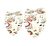 2 Pack Dog Bandana Colorful Music Notes Girl Boy Pet Bibs Dog Scarf Kerchief Washable Bandanas Accessories for Small Medium Large Dogs Puppy Cat Pet