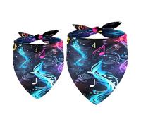 2 Pack Dog Bandana Colorful Music Notes Girl Boy Pet Bibs Dog Scarf Kerchief Washable Bandanas Accessories for Small Medium Large Dogs Puppy Cat Pet