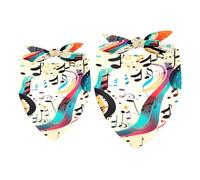 2 Pack Dog Bandana Colorful Music Notes Girl Boy Pet Bibs Dog Scarf Kerchief Washable Bandanas Accessories for Small Medium Large Dogs Puppy Cat Pet