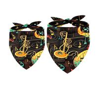 2 Pack Dog Bandana Colorful Music Notes Girl Boy Pet Bibs Dog Scarf Kerchief Washable Bandanas Accessories for Small Medium Large Dogs Puppy Cat Pet