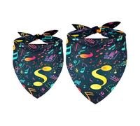 2 Pack Dog Bandana Colorful Music Notes Girl Boy Pet Bibs Dog Scarf Kerchief Washable Bandanas Accessories for Small Medium Large Dogs Puppy Cat Pet