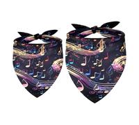 2 Pack Dog Bandana Colorful Music Notes Girl Boy Pet Bibs Dog Scarf Kerchief Washable Bandanas Accessories for Small Medium Large Dogs Puppy Cat Pet