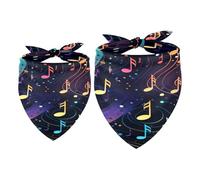 2 Pack Dog Bandana Colorful Music Notes Girl Boy Pet Bibs Dog Scarf Kerchief Washable Bandanas Accessories for Small Medium Large Dogs Puppy Cat Pet
