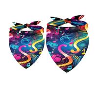 2 Pack Dog Bandana Colorful Music Notes Girl Boy Pet Bibs Dog Scarf Kerchief Washable Bandanas Accessories for Small Medium Large Dogs Puppy Cat Pet