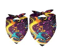 2 Pack Dog Bandana Colorful Music Notes Girl Boy Pet Bibs Dog Scarf Kerchief Washable Bandanas Accessories for Small Medium Large Dogs Puppy Cat Pet