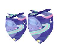 2 Pack Dog Bandana Colourful Planets Solar System Girl Boy Bibs Dog Scarf Kerchief Accessories for Small Medium Large Dogs Puppy Cat Pet