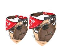 2 Pack Dog Bandana Cool Hat Pug Dog Girl Boy Bibs Dog Scarf Kerchief Accessories for Small Medium Large Dogs Puppy Cat Pet