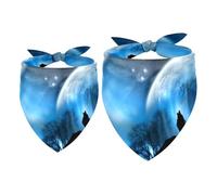 2 Pack Dog Bandana Cool Wolf Howling at the Moonight Girl Boy Bibs Dog Scarf Kerchief Accessories for Small Medium Large Dogs Puppy Cat Pet