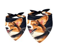 2 Pack Dog Bandana Corgi Dog on Black Girl Boy Pet Bibs Dog Scarf Kerchief Washable Bandanas Accessories for Small Medium Large Dogs Puppy Cat Pet