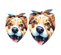 2 Pack Dog Bandana Corgi Dog on Blue Girl Boy Bibs Dog Scarf Kerchief Accessories for Small Medium Large Dogs Puppy Cat Pet