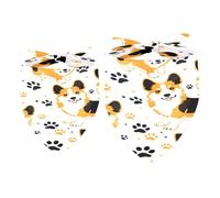 2 Pack Dog Bandana Corgi Dog Pawprints Girl Boy Bibs Dog Scarf Kerchief Accessories for Small Medium Large Dogs Puppy Cat Pet