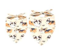 2 Pack Dog Bandana Corgi Dogs and Pawprints Girl Boy Bibs Dog Scarf Kerchief Accessories for Small Medium Large Dogs Puppy Cat Pet