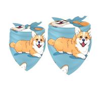 2 Pack Dog Bandana Corgi Dogs Cloud on Blue Girl Boy Bibs Dog Scarf Kerchief Accessories for Small Medium Large Dogs Puppy Cat Pet