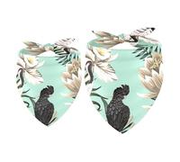 2 Pack Dog Bandana Crans and Parrot in Lotus Orchid Palm Leaves Girl Boy Bibs Dog Scarf Kerchief Accessories for Small Medium Large Dogs Puppy Cat Pet