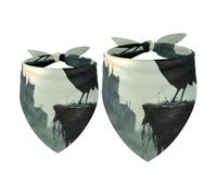 2 Pack Dog Bandana Crow on Stump Girl Boy Bibs Dog Scarf Kerchief Accessories for Small Medium Large Dogs Puppy Cat Pet