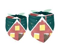 2 Pack Dog Bandana Crystal Ball Chalet Girl Boy Bibs Dog Scarf Kerchief Accessories for Small Medium Large Dogs Puppy Cat Pet