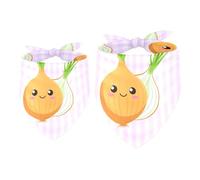 2 Pack Dog Bandana Cute Bubls Onions Smiling Faces Girl Boy Bibs Dog Scarf Kerchief Accessories for Small Medium Large Dogs Puppy Cat Pet