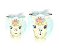 2 Pack Dog Bandana Cute Little Llama Smiling Girl Boy Bibs Dog Scarf Kerchief Accessories for Small Medium Large Dogs Puppy Cat Pet