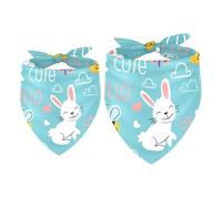 2 Pack Dog Bandana Cute Rabbit Bee Butterfly Chicken Cloud Love Doodling Girl Boy Bibs Dog Scarf Kerchief Accessories for Small Medium Large Dogs Puppy Cat Pet
