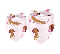 2 Pack Dog Bandana Cute Sausage Dog Girl Boy Bibs Dog Scarf Kerchief Accessories for Small Medium Large Dogs Puppy Cat Pet