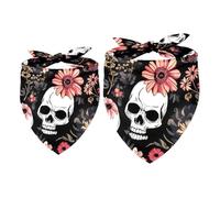 2 Pack Dog Bandana Daisies Dead Skull Girl Boy Bibs Dog Scarf Kerchief Accessories for Small Medium Large Dogs Puppy Cat Pet