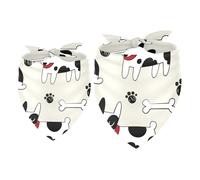 2 Pack Dog Bandana Dalmatian White Bone Black Paw Print Girl Boy Bibs Dog Scarf Kerchief Accessories for Small Medium Large Dogs Puppy Cat Pet