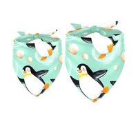 2 Pack Dog Bandana Dancing Penguins Seashells Bubble Girl Boy Bibs Dog Scarf Kerchief Accessories for Small Medium Large Dogs Puppy Cat Pet