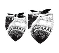 2 Pack Dog Bandana Danger Shark Attack Girl Boy Bibs Dog Scarf Kerchief Accessories for Small Medium Large Dogs Puppy Cat Pet
