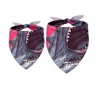 2 Pack Dog Bandana Danger Wide Mouth Shark Girl Boy Bibs Dog Scarf Kerchief Accessories for Small Medium Large Dogs Puppy Cat Pet