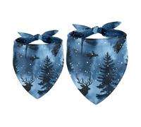 2 Pack Dog Bandana Deers and Eagles on Night Forest Girl Boy Bibs Dog Scarf Kerchief Accessories for Small Medium Large Dogs Puppy Cat Pet