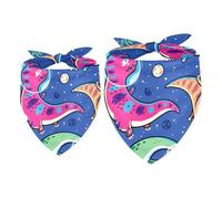 2 Pack Dog Bandana Dinosaur Astronaut with Planet Girl Boy Bibs Dog Scarf Kerchief Accessories for Small Medium Large Dogs Puppy Cat Pet