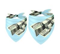 2 Pack Dog Bandana Dollar Banknote Paper Airplane Girl Boy Bibs Dog Scarf Kerchief Accessories for Small Medium Large Dogs Puppy Cat Pet