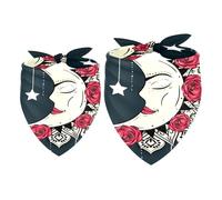 2 Pack Dog Bandana Dreamcatcher of Moon Red Rose Girl Boy Bibs Dog Scarf Kerchief Accessories for Small Medium Large Dogs Puppy Cat Pet